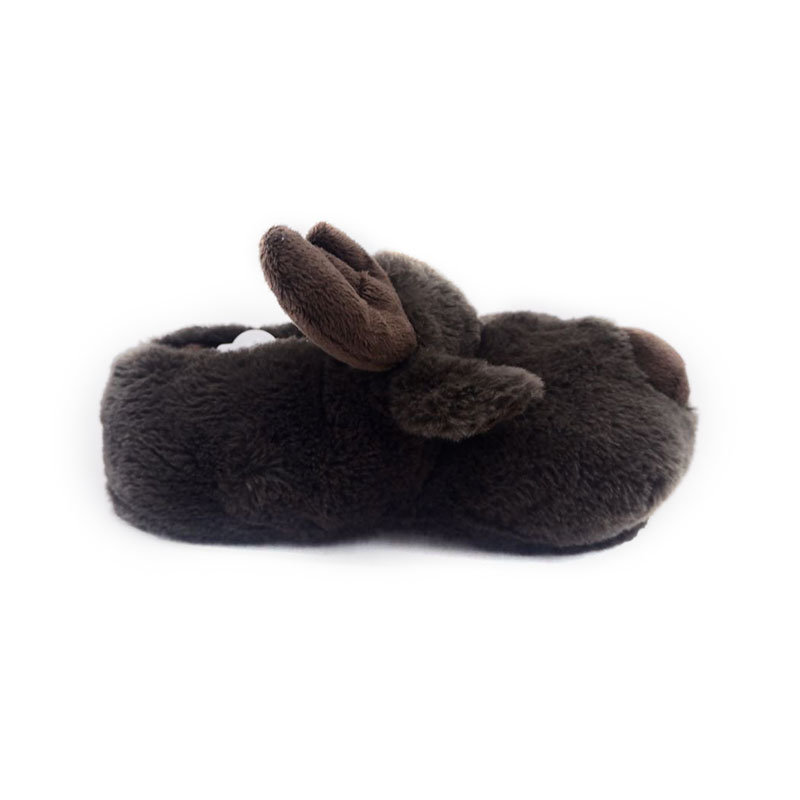 Dark brown elk men's slippers