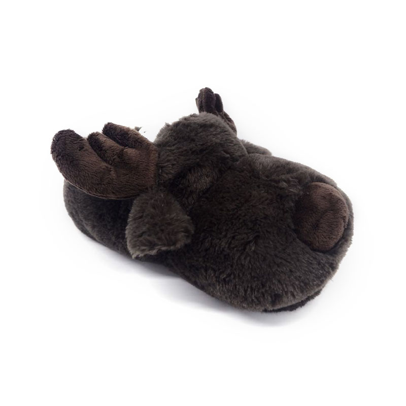 Dark brown elk men's slippers