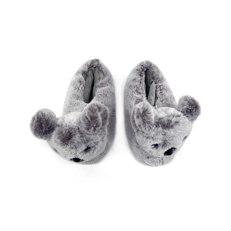 Black and white fur koalas slippers