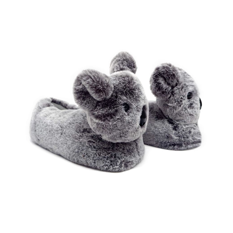 Black and white fur koalas slippers