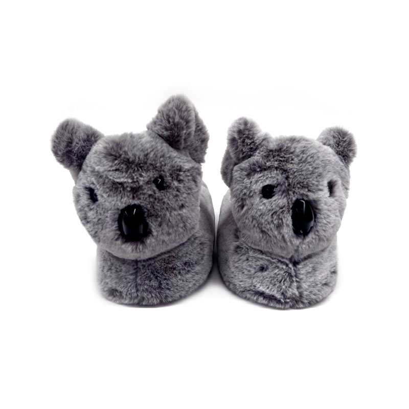 Black and white fur koalas slippers