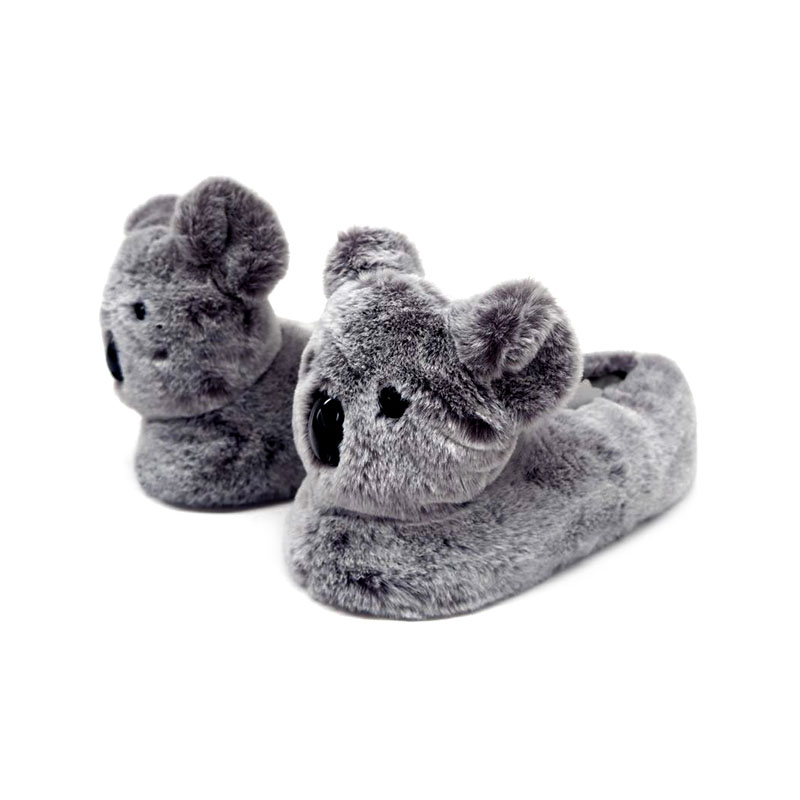 Black and white fur koalas slippers