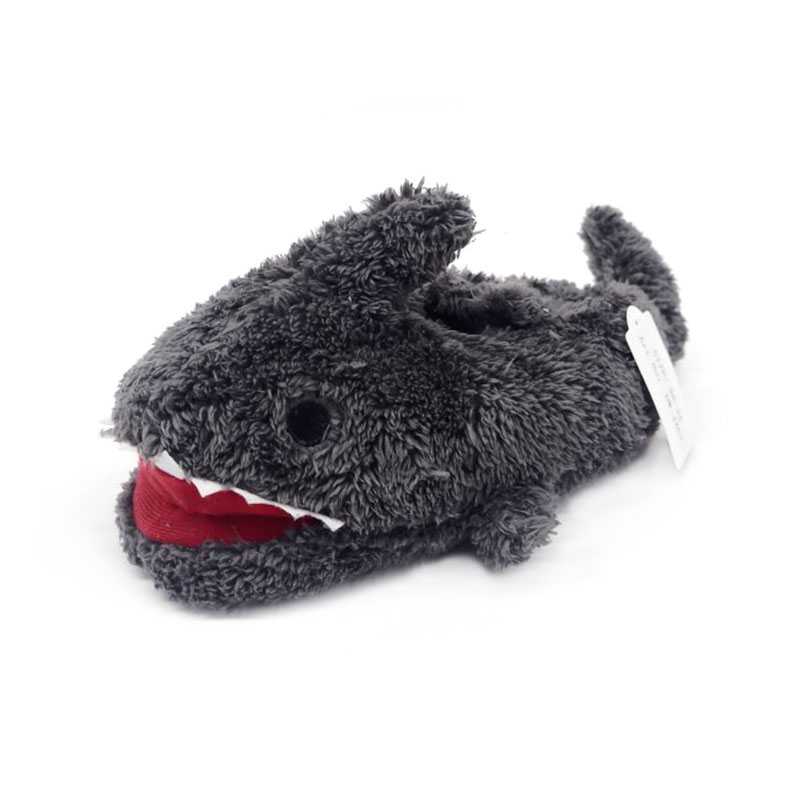 Dark grey scary shark slippers