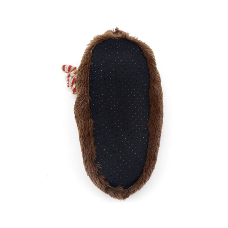 Brown Christmas elk children's slippers