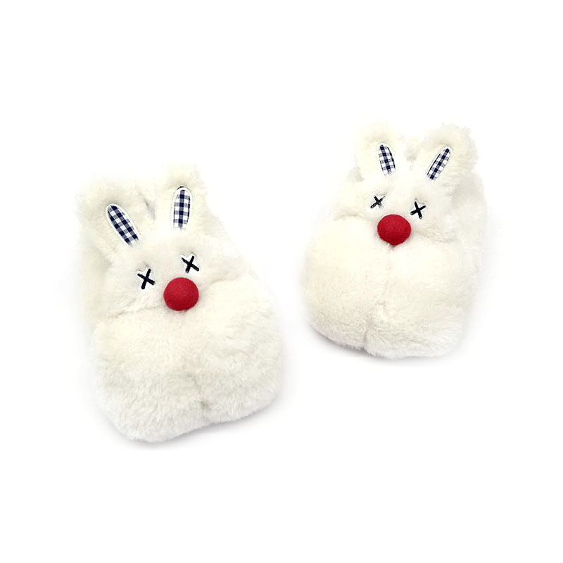 White rabbit slippers with red nose