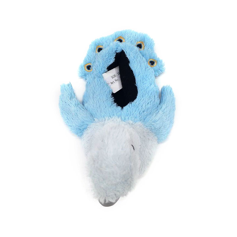 Blue open screen peacock slippers