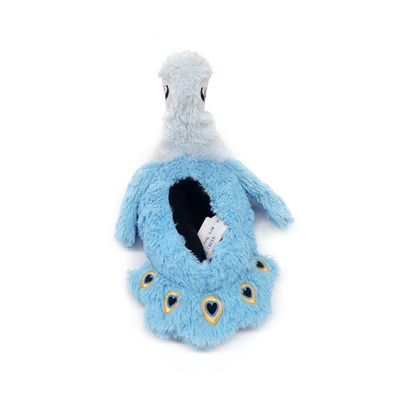 Blue open screen peacock slippers